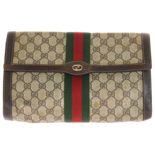 グッチ(GUCCI)のGUCCI グッチ オールドグッチ シェリーライン クラッチバッグバッグ セカンドバッグ PVC ブラウン(クラッチバッグ)