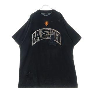 BALENCIAGA - BALENCIAGA バレンシアガ 23SS SKATER OVERSIZED スケーター クラッシュダスト加工 ワッペン 半袖 Tシャツ カットソー ブラック 739028 TOVN2