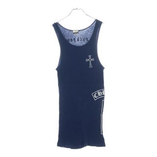 クロムハーツ(Chrome Hearts)のCHROME HEARTS クロムハーツ OLD FUCK YOU T BAR TANK TOP ファックユーTバープリント リブタンクトップ ノースリーブカットソー ネイビー(タンクトップ)