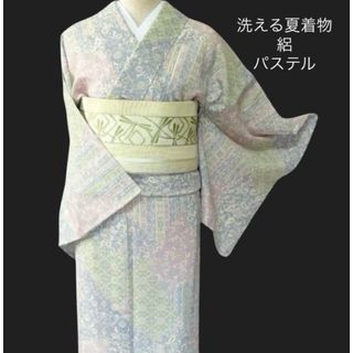 洗える夏着物 絽【更紗柄】パステルカラーでメルヘンチック★大人可愛い一枚♪(着物)