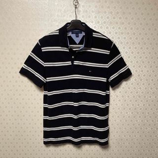 ☯️トミーヒルフィガー☯️メンズ☯️半袖ポロシャツ☯️ネイビー/ボーダー☯️ L