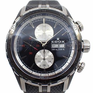 エドックス(EDOX)のEDOX エドックス グランドオーシャン クロノグラフ デイデイト 自動巻き メンズ 腕時計 黒文字盤 純正ラバーベルト 01121(腕時計(アナログ))