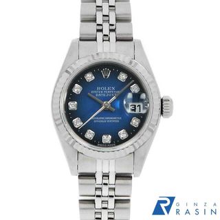 ロレックス(ROLEX)のロレックス デイトジャスト 10Pダイヤ 69174G ブルー グラデーション U番 レディース 中古 腕時計(腕時計)