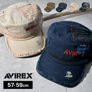 ワークキャップ AVIREX アヴィレックス アビレックス メンズ アメカジ ブランド ブラック カーキ ベージュ ネイビー 黒 ダメージ加工 パッチワーク 帽子 深め 中学生 高校生 男性 男の子 大きいサイズ 803(キャップ)