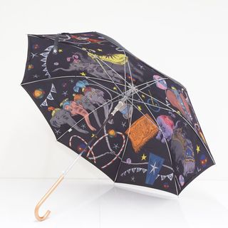 ディズニー(Disney)の傘 Disney STORE ディズニーストア USED品 ダンボ ブラック ジャンプ キャラクター ぞう ティモシー 2重張り ジャンプ 60cm A3013(傘)