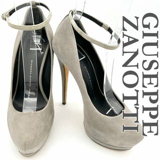 ジュベッゼサノッティ(GIUSEPPE ZANOTTI)の■新品級■ GIUSEPPE ZANOTTI 厚底ハイヒール スエード 厚底 アンクルストラップ ピンヒール グレージュ 2355T(ハイヒール/パンプス)