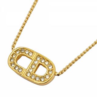 クリスチャンディオール(Christian Dior)の【5jgb0440】クリスチャンディオール ネックレス CDロゴ GPメッキ ラインストーン ゴールド【中古】レディース(ネックレス)
