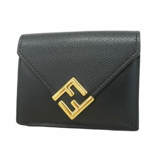 フェンディ(FENDI)の【5ge5764-h】フェンディ 三つ折り財布 FFダイヤモンド レザー ブラック ゴールド金具【中古】レディース(財布)