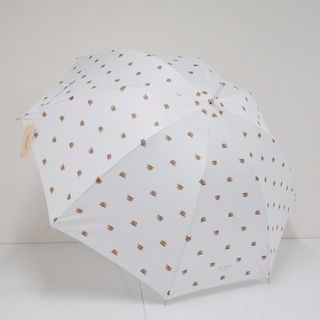 ポールアンドジョー(PAUL & JOE)の【新品未使用】晴雨兼用傘 PAUL＆JOE ポールアンドジョー USED美品  ヌネット ネコ柄 かわいい ブランド ホワイト 60cm A3014(傘)