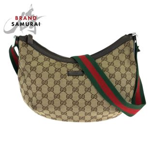 グッチ(GUCCI)のGUCCI グッチ シェリーライン ベージュ ブラウン シルバー金具 GGキャンバス 181092 ショルダーバッグ ポシェット レディース 504610 【中古】(ショルダーバッグ)