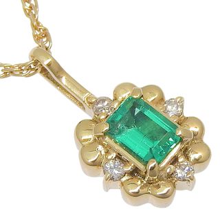 K18イエローゴールド×エメラルド×ダイヤモンド 0.23/0.01 約3.0g レディース ネックレス(ネックレス)