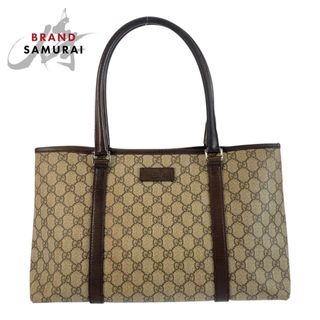 グッチ(GUCCI)のGUCCI グッチ ベージュ ブラウン シルバー金具 GGスプリームキャンバス /レザー 114595 トートバッグ ショルダーバッグ レディース 504539 【中古】(トートバッグ)