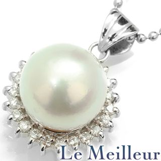 真珠 ダイヤモンド 0.25ct プラチナ Pt900 パールペンダント 中古 プレラブド 返品OK(ネックレス)