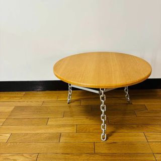 【希少品】　アンティーク　鎖脚　丸テーブル　ちゃぶ台　ユニーク　送料込み(コーヒーテーブル/サイドテーブル)