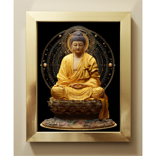 67　慈悲と智慧の光☆釈迦如来（黄）【ヒーリング仏画】