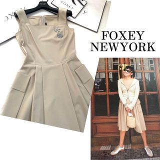 フォクシーニューヨーク(FOXEY NEW YORK)のFOXEY  NEWYORK 名作　ホリードレス　ベージュ フォクシー(ひざ丈ワンピース)