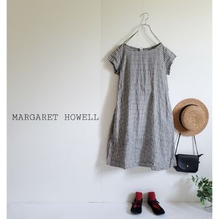マーガレットハウエル(MARGARET HOWELL)のマーガレットハウエル ギンガムチェックコットンリネンワンピース(ひざ丈ワンピース)