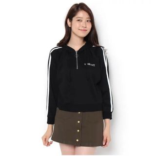 WEGO ラインハーフZIPショートパーカー
