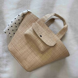 ラドロー(LUDLOW)のludlow ラドロー big pocket basket tote 水玉 (かごバッグ/ストローバッグ)