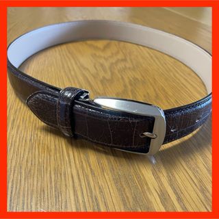 【レザーベルト ブラウン】 メンズ 革ベルト 茶 ビジネス スーツ【中古】