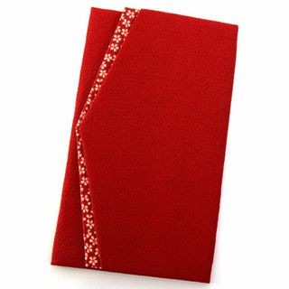 小花金封ふくさ 袱紗 (エンジ)センター折