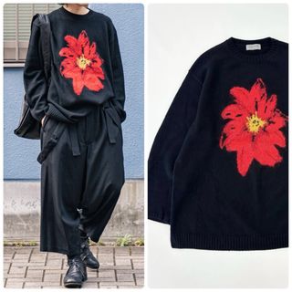 ヨウジヤマモトプールオム(Yohji Yamamoto POUR HOMME)の21aw ヨウジヤマモト プールオム 花柄 クルーネック ニット 花と少年 復刻(ニット/セーター)