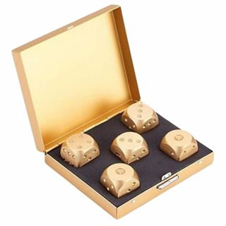 XSAJU サイコロ 金属製 メタルダイス ゴールド アルミ合金 6面 賽子 5