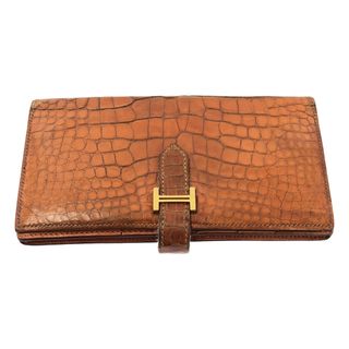 エルメス(HERMES)のHERMES / エルメス | ベアン レザー クロコダイル ウォレット 財布 / ユニセックス / L刻印 | ブラウン | メンズ(長財布)