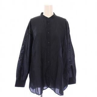 イエナ(IENA)のイエナ コットンシルクオフィサーズシャツ ブラウス 長袖 バンドカラー F 紺(シャツ/ブラウス(長袖/七分))