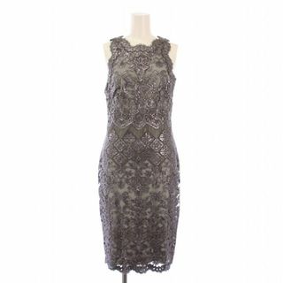 タダシショウジ(TADASHI SHOJI)のタダシショージ タイトワンピース ひざ丈 ノースリーブ クルーネック グレー(ひざ丈ワンピース)