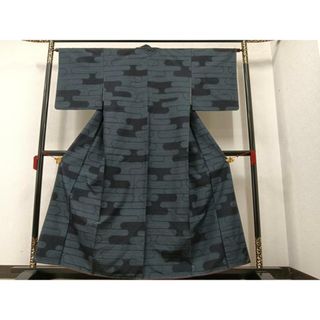 平和屋着物●結城紬　80亀甲　エ霞文　正絹　逸品　未使用　AAAY5977ph