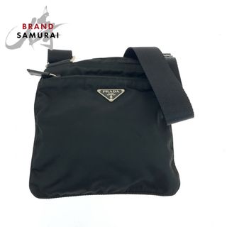 プラダ(PRADA)の美品 PRADA プラダ テスート 三角ロゴプレート ブラック 黒 シルバー金具 ナイロン ショルダーバッグ ポシェット レディース 504630 【中古】(ショルダーバッグ)