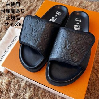 ルイヴィトン(LOUIS VUITTON)の【未使用】ルイヴィトン モノグラム サンダル サイズ8 メンズ ブラック NBA(サンダル)