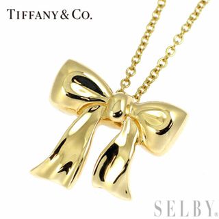 ティファニー(Tiffany & Co.)のティファニー K18YG ペンダントネックレス リボン 左利き用(ネックレス)