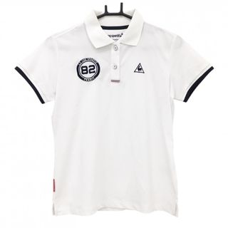 ルコックゴルフ 半袖ポロシャツ 白×ネイビー 一部トリコロール レディース L ゴルフウェア le coq sportif