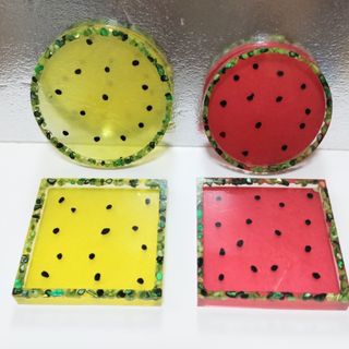 スイカ柄🍉小物入れトレイ⭐️レジン４点セット