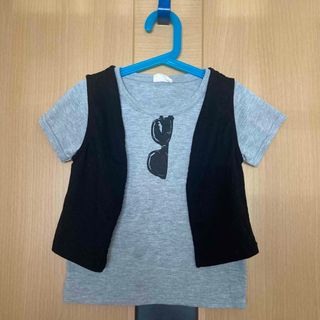 ベストを着たサングラスプリント Tシャツ 120