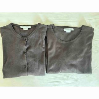 ジョンスメドレー(JOHN SMEDLEY)のJOHN SMEDLEY コットンニット&カーディガンセット　ブラウン(ニット/セーター)
