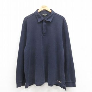 エディーバウアー(Eddie Bauer)のXL★古着 エディーバウアー 長袖 ブランド ラガー シャツ メンズ 00年代 00s ワンポイントロゴ 大きいサイズ 紺 ネイビー 25jul29 中古 トップス(シャツ)