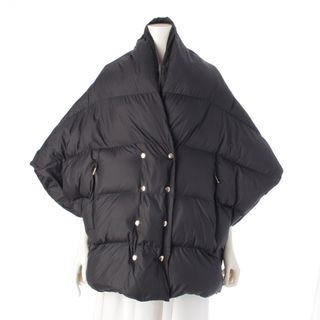 マックスマーラ(Max Mara)のマックスマーラ Avocado Mロゴボタン リバーシブル ダウンジャケット ケープ ポンチョ アウター 23473603336 ブラック -【中古】(ポンチョ)