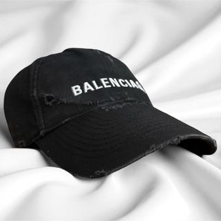 バレンシアガ キャップ ダメージ ブラック ロゴ 帽子 BALENCIAGA