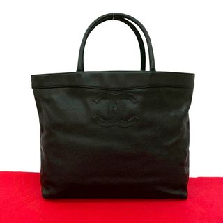 シャネル(CHANEL)の極 美品 カード シール有 6番台 CHANEL シャネル ココマーク マットキャビアスキン トートバッグ ハンドバッグ ブラック 黒 18-10(トートバッグ)