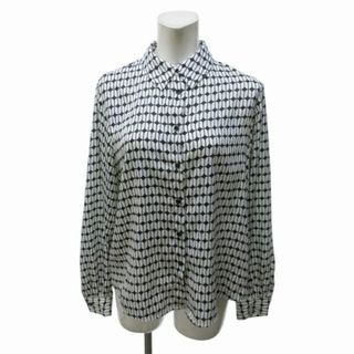 ザラ(ZARA)のザラ ZARA シャツ ブラウス 総柄 長袖 M 白 黒 ホワイト ブラック(シャツ/ブラウス(長袖/七分))
