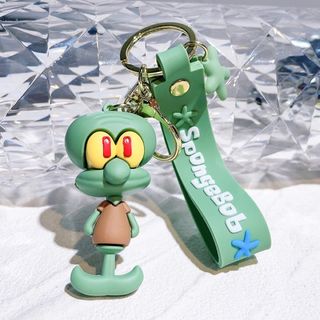 マスコットキーホルダー　ストラップ　ジャラジャラ　スポンジボブ　イカルド