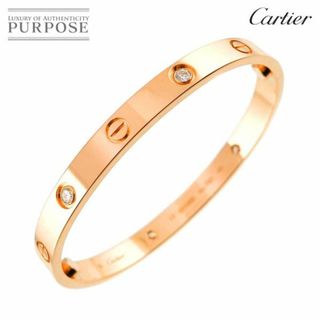 カルティエ(Cartier)のカルティエ Cartier ラブ ブレス #17 ハーフ ダイヤ 4P K18 PG ピンクゴールド 750 ブレスレット バングル【証明書付き】90286073 90286073 90286072(ブレスレット/バングル)