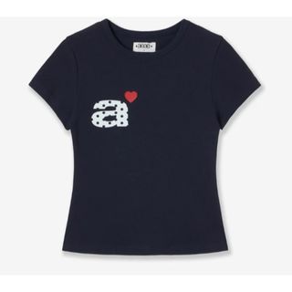 aeae ハートロゴドットTシャツ ネイビー　M 半袖　人気(Tシャツ(半袖/袖なし))