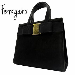 サルヴァトーレフェラガモ(Salvatore Ferragamo)の【美品】 フェラガモ ヴァラリボン ハンドバッグ レザー ゴールド金具(ハンドバッグ)