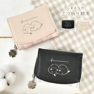 財布 三つ折り シマエナガ 折りたたみ財布 子供 キッズ 小学生 お財布 かわいい キャラクター おしゃれ 3つ折り 女の子 ミニ財布 ベージュ チェック コンパクト 中学生 高校生 小銭入れ お札入れ 使いやすい 小さ(財布)