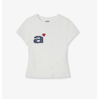aeae ハートロゴドットTシャツ ホワイト　M  半袖(Tシャツ(半袖/袖なし))