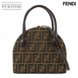 フェンディ(FENDI)の新品同様 フェンディ FENDI ズッカ 2way ハンド ショルダー バッグ キャンバス レザー ブラウン ブラック ヴィンテージ 90287639(ハンドバッグ)